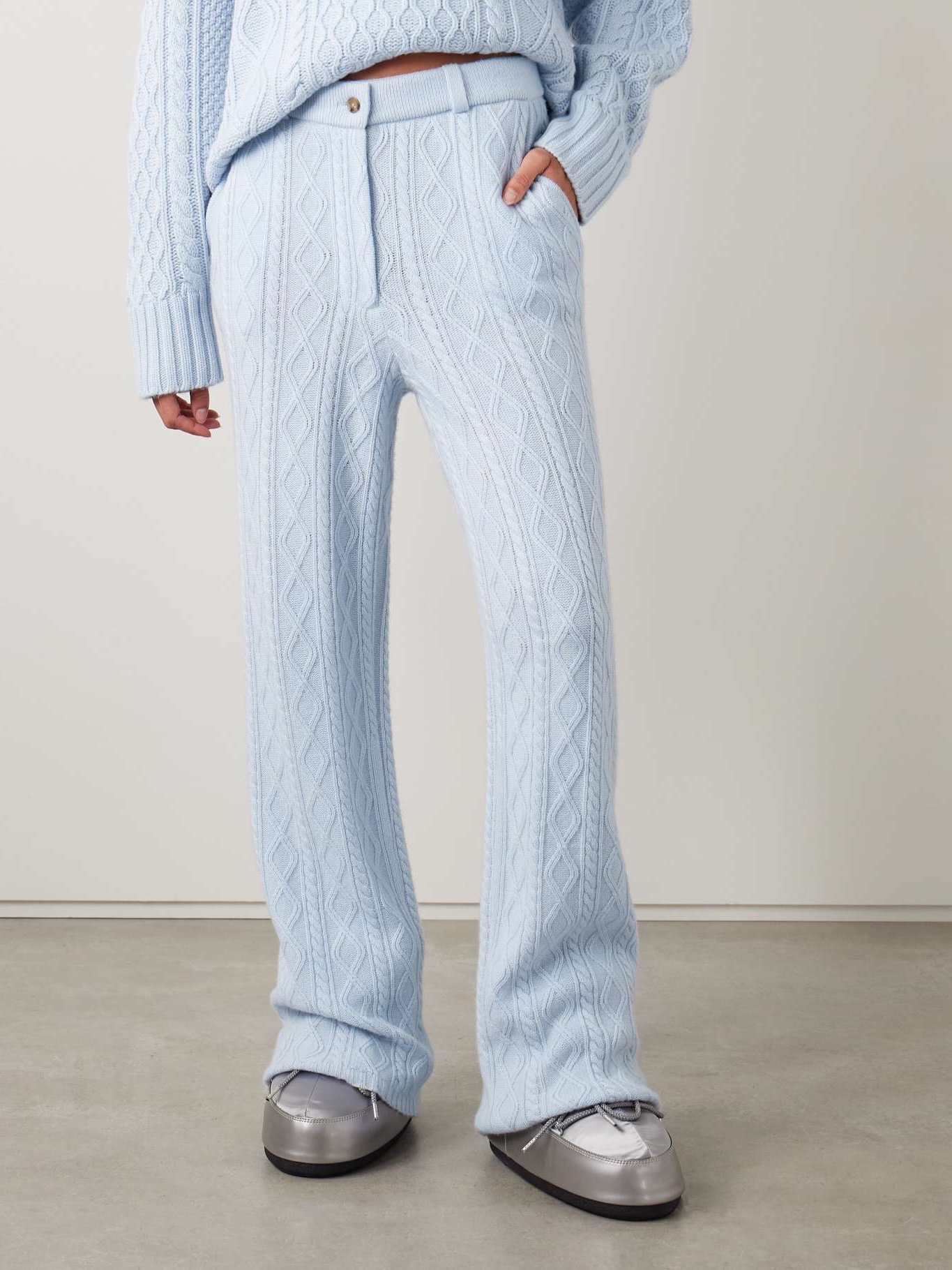 Blue Sky Knit Trimmed Pants - Image 4